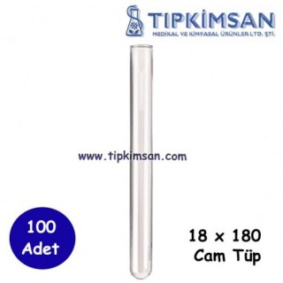 CAM TÜP 18 x 180 mm - Dibi yuvarlak - 100 Adet
