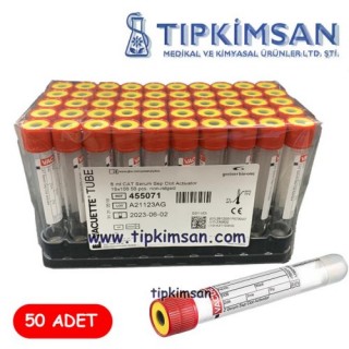 VAKUMLU JELLİ TÜP 8 ML VACUETTE - 50 ADET  CAT Serum Separator Clot Activator