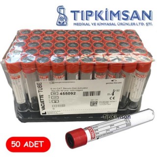 VAKUMLU 9 ML BOŞ TÜP CAT Serum Clot Activator VACUETTE - 50 ADET