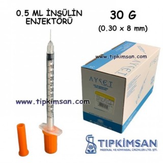 STERİL SÜPER İNSÜLİN ENJEKTÖRÜ 0.5 ml. AYSET 50 Adet