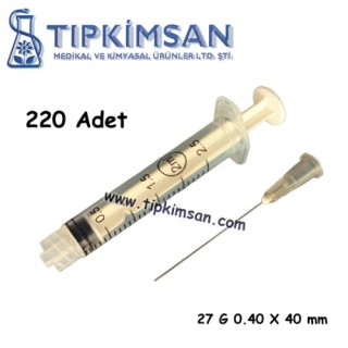 STERİL DENTAL ENJEKTÖR LUER LOCK 2.5 cc Contalı ( 0.40 X 40 MM ) 220 ADET - BERİKA
