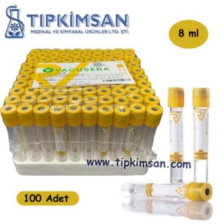 VAKUMLU JELLİ TÜP 8 ML - Jel & Pıhtı Aktivatörü - 100 Adet - Alpha