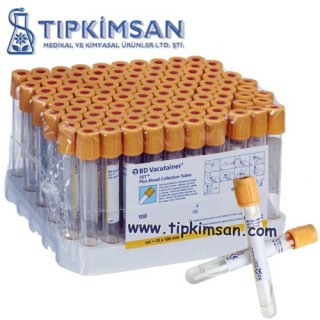VAKUMLU TÜP - 5 ml. JELLİ - B.D. - Sarı Kapaklı - 100 Adet