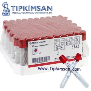 VAKUMLU TÜP - 6 ml. BOŞ - B.D. - Kırmızı Kapaklı -100 Adet