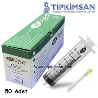 Steril Enjektör 50 cc. Contalı - 3 Parça-Sarı Uç - 50 Adet