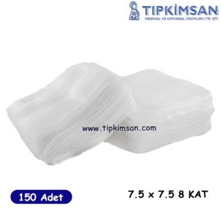 SPANÇ 7.5 CM X 7.5 CM  GAZ KOMPRES - 150 ADET - NON STERİL - 8 KAT