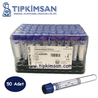 VAKUMLU TÜP ESER ELEMENT 6 ML LACİVERT KAPAK - 50 ADET