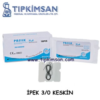 İPEK İPLİK 3/0 KESKİN 26 MM - 12 ADET - PASILK