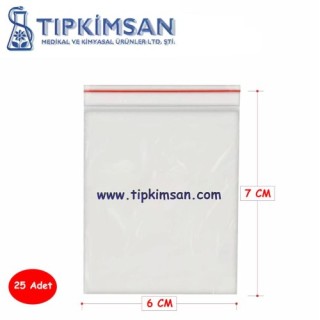 FERMUARLI NAYLON TORBA - 6 cm x 7 cm - 25 Adet KİLİTLİ TORBA