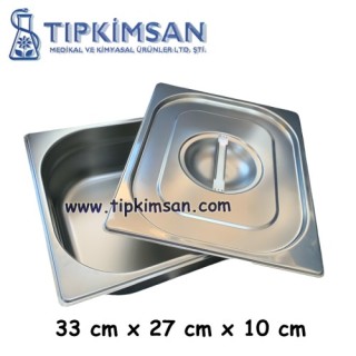 KAPAKLI DERİN KÜVET 33 cm x 27 cm x 10 cm - PASLANMAZ ÇELİK