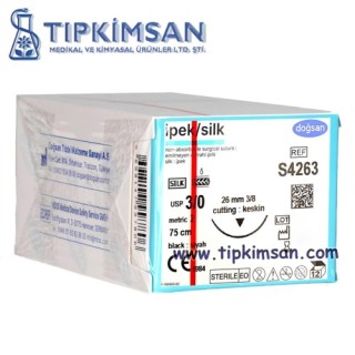 Doğsan İpek 3/0 26mm 3/8 Ters Keskin 75cm Emilemeyen Sütür 12 Adetlik Paket