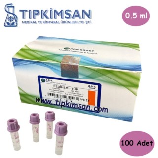 K2 Edtalı Tüp 0,5 ML (Pediatrik) (Mor Kapak) 100 Adet