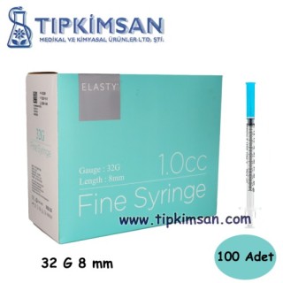 İNSÜLİN ENJEKTÖRÜ 1 ML 32 G X 8 MM - 100 Adet - ELASTY
