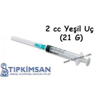 STERİL ENJEKTÖR 2 CC CONTALI YEŞİL UÇ - 100 ADET - BEYBİ