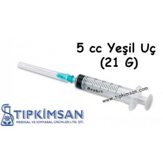STERİL ENJEKTÖR 5 CC CONTALI YEŞİL UÇ - 100 ADET - BEYBİ