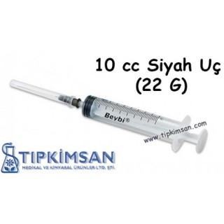STERİL ENJEKTÖR 10 CC CONTALI SİYAH UÇ - 100 ADET - BEYBİ