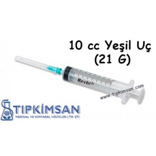 STERİL ENJEKTÖR 10 CC CONTALI YEŞİL UÇ - 100 ADET - BEYBİ