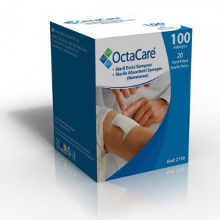 OctaCare Emici Kompres - 7.5 cm x 7.5 cm - Steril 5´li paket 100’lü kutu