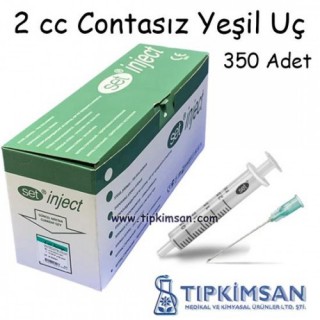 STERİL ENJEKTÖR 2 cc.CONTASIZ - 2 Parça-Yeşil Uç - 350 Adet