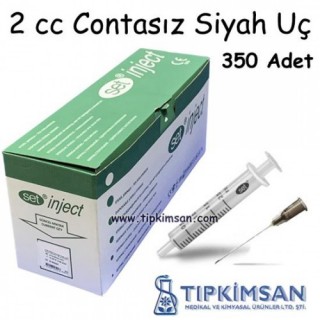 STERİL ENJEKTÖR 2 cc.CONTASIZ - 2 Parça-Siyah Uç - 350 Adet
