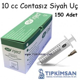 Steril Enjektör 10 cc. Contasız - 2 Parça-Siyah Uç -150 Adet