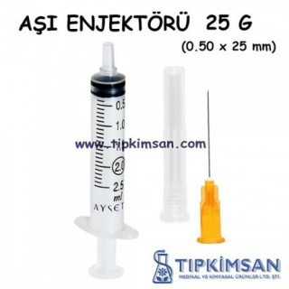 ENJEKTÖR - 2 cc AŞI ENJEKTÖRÜ - 25mm - 300 Adet