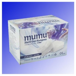 STERİL GAZ KOMPRES - MUMU 7.5 X 7.5 5 li 20 li PAKET - 100 Adet