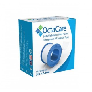 OctaCare Şeffaf PP Tıbbi Plaster 5 m x 2.5 cm