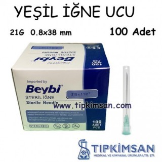 YEŞİL İĞNE UCU 21 G - 100 ADET - BEYBİ