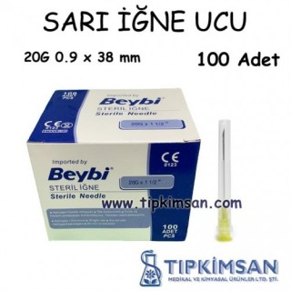 SARI İĞNE UCU 20 G - 100 ADET - BEYBİ