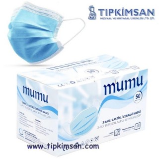 LASTİKLİ MASKE 50 ADET 3 KATLI - MUMU - ULTRASONİK - DİKİŞSİZ - TELLİ - MELTBLOWN KUMAŞ