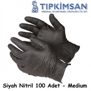 NİTRİL ELDİVEN Pudrasız - 100 Adet - SİYAH - MEDİUM