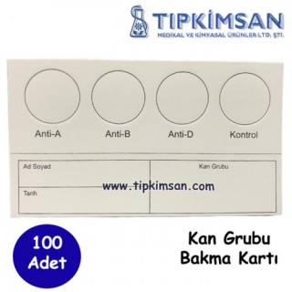 KAN GRUBU BAKMA KARTI 100 ADET