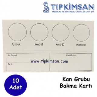 KAN GRUBU BAKMA KARTI - 10 ADET