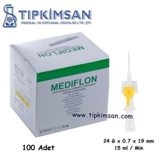 Anjiokat - İ.V. Kanül - Branül No: 24 Sarı -100 Adet