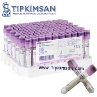 VAKUMLU TÜP - 2 ml. K2EDTA - Mor Kapak- 100 Adet