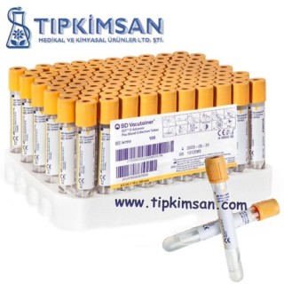 VAKUMLU TÜP - 8,5 ml. JELLİ - B.D. - Sarı Kapaklı - 100 Adet