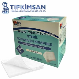 Emici Kompres - 7.5 cm x 7.5 cm - Steril 5´li paket 100’lü kutu - DS SAĞLIK