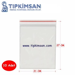 KİLİTLİ NAYLON TORBA - 21 cm x 27 cm - 10 Adet