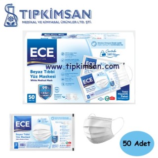 Meltblown Filtreli 3 Katlı Beyaz Renk Cerrahi Maske 50 Adet - TEK TEK PAKETLİ