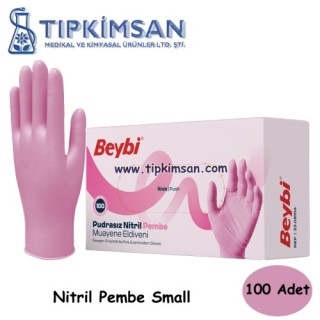 NİTRİL ELDİVEN PEMBE - 100 ADET - SMALL 