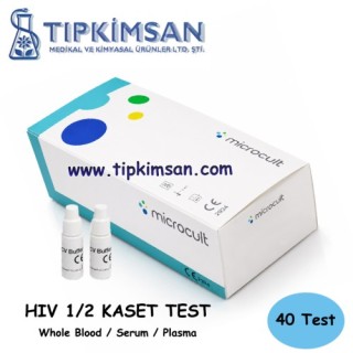 HIV 1/2 KASET TEST - Tam kan / Serum / Plazma - 40 test -Microcult