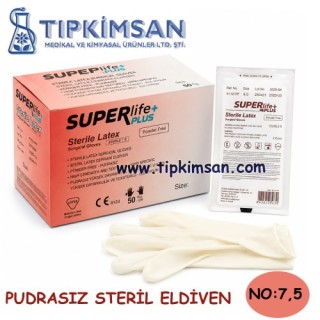 STERİL ELDİVEN PUDRASIZ - ÇİFT - NO: 7.5