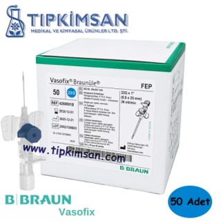 Braun Vasofix Branül (intraket) No:22 Mavi - 50 Adet