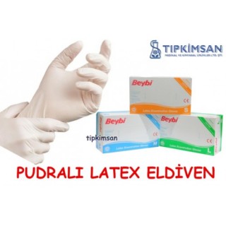 MUAYENE ELDİVENİ - LATEX - 100 Adet - Pudralı - BEYBİ - MEDİUM