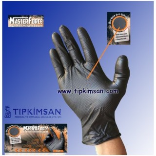 MASTER FORCE DAYANIKLI NİTRİL ELDİVEN SİYAH - LARGE - 50 ADET