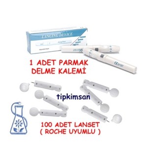 PARMAK DELME KALEMİ + 100 ADET LANSET ( ROCHE UYUMLU )
