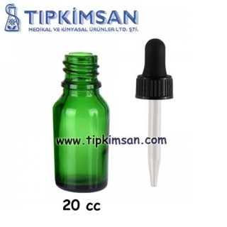 CAM DAMLALIKLI CAM ŞİŞE 20 CC - YEŞİL