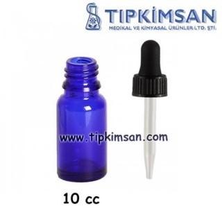 Cam Damlalıklı Mavi Cam Şişe 10 cc